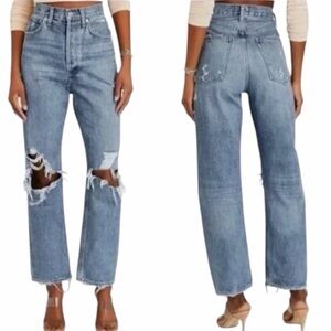 Agolde 90's High Rise Loose Fit Button Fly Crop‎ Jeans A069C-811 Size 25